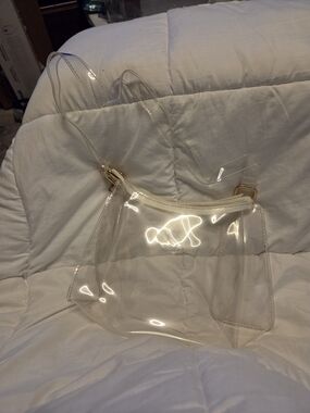 Clear Crossbody Bag with Gold Accents - Transparent